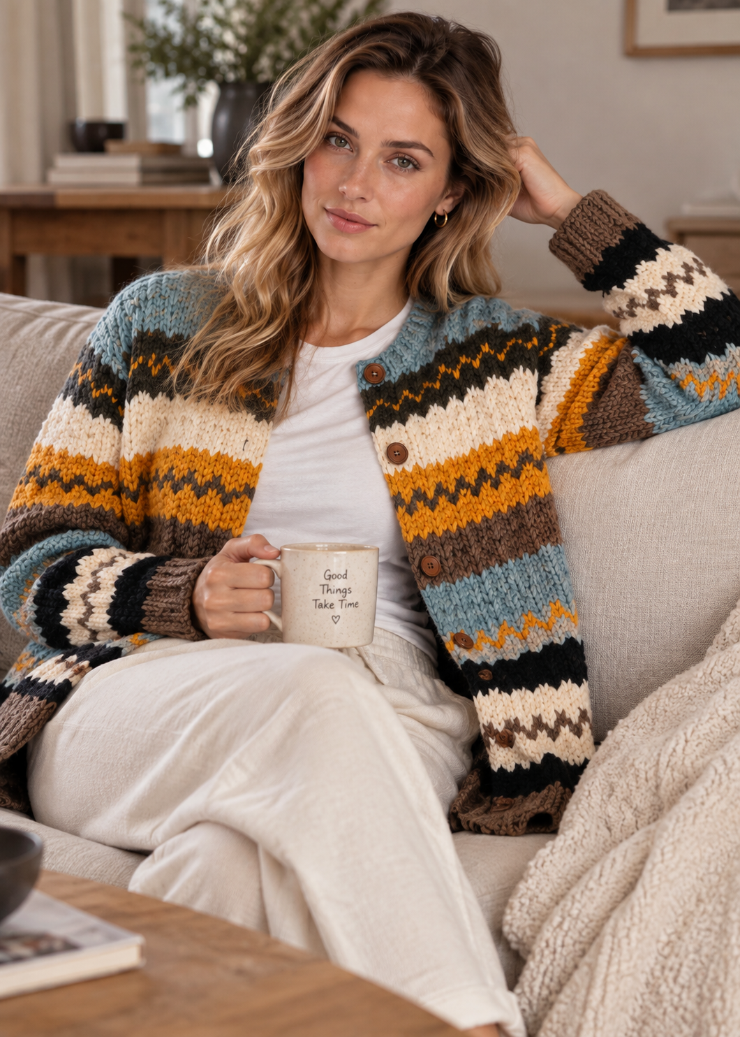 Women's Art Knit Cardigan | Button Front | Soft Knit | Steven & Levon