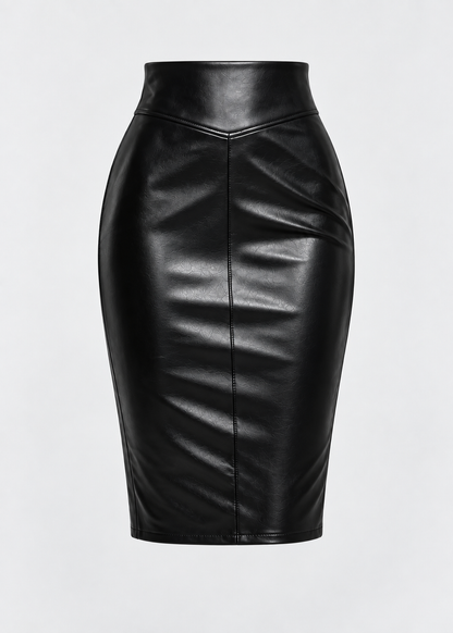 High Waist Pencil Skirt | Women | Imitation Leather | Slim Fit | Elegant Midi Skirt | Steven & Levon