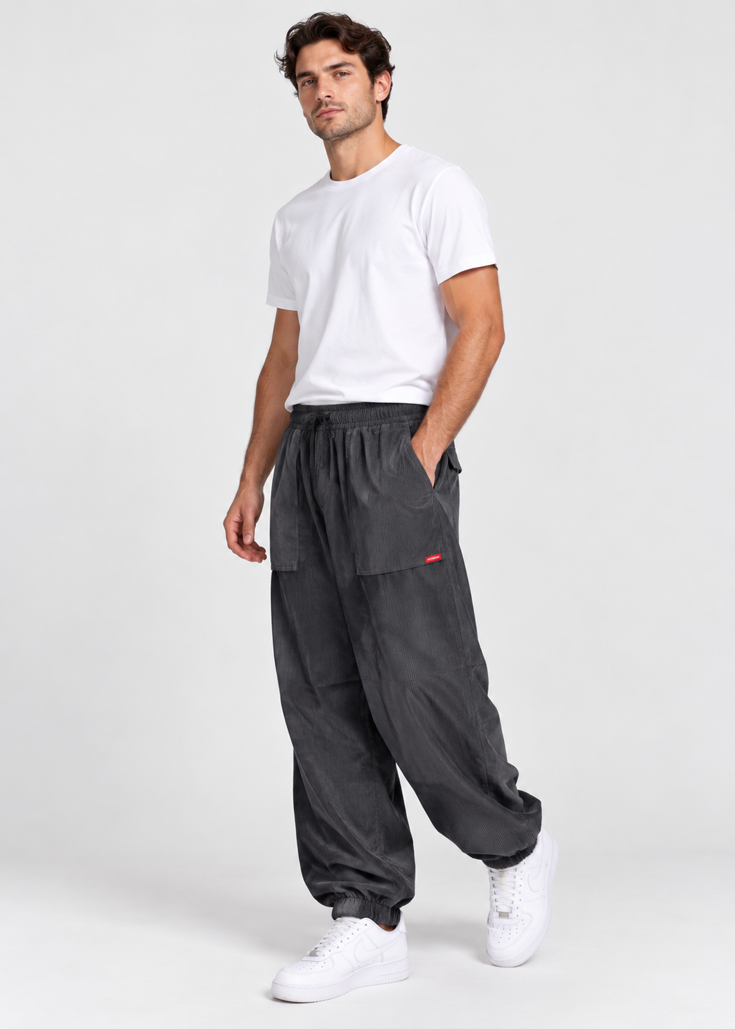 Men's Loose Fit Tapered Jogger Trousers | Drawstring Waist & Gathered Cuffs | Casual Relaxed Fit | Steven & Levon