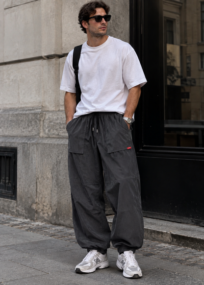 Men's Loose Fit Tapered Jogger Trousers | Drawstring Waist & Gathered Cuffs | Casual Relaxed Fit | Steven & Levon