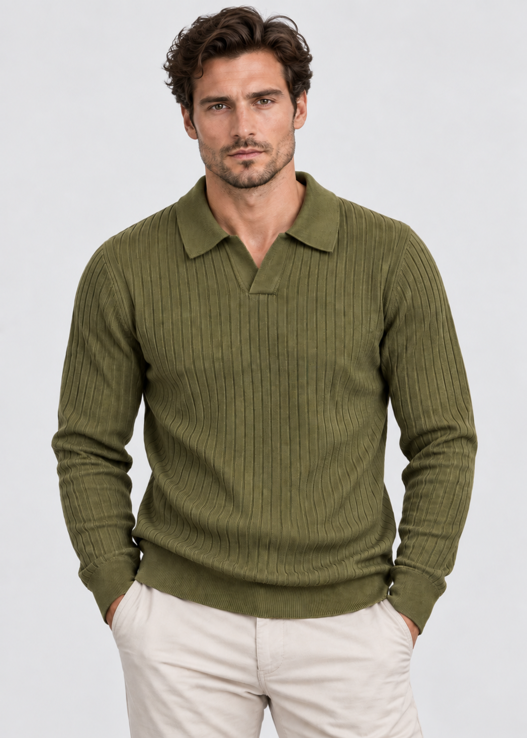 Men’s Tailored Knitted Shirt | Stretch Knit Button-Up | Business Casual Smart Fit Shirt | Steven & Levon