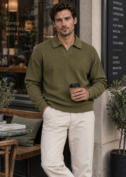 Men’s Tailored Knitted Shirt | Stretch Knit Button-Up | Business Casual Smart Fit Shirt | Steven & Levon