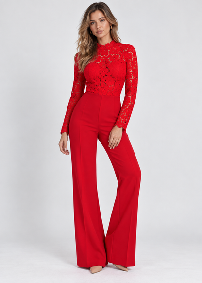 Women's Lace Jumpsuit | Embroidered Flared Leg | Steven & Levon