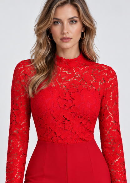 Women's Lace Jumpsuit | Embroidered Flared Leg | Steven & Levon