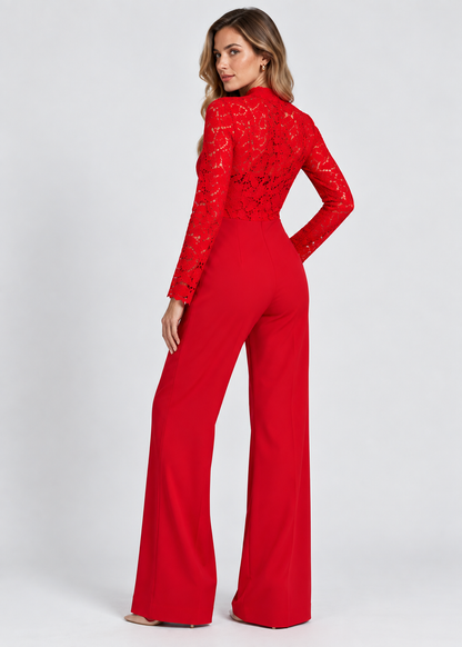 Women's Lace Jumpsuit | Embroidered Flared Leg | Steven & Levon
