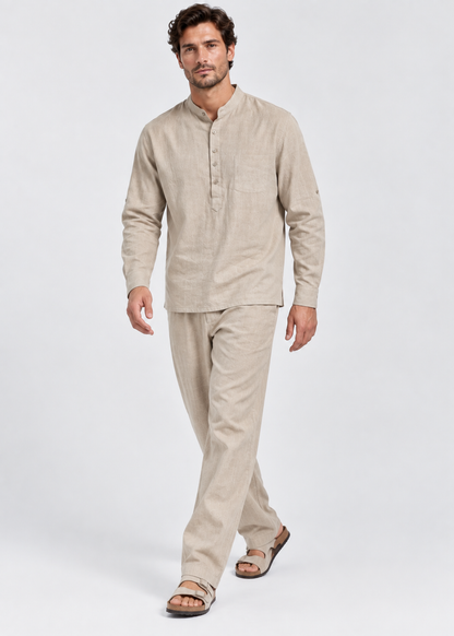 Linen Shirt and Trousers Set | Men | Linen Blend | 2 Piece Co-Ord Outfit | Smart Casual Summer Wear | Steven & Levon