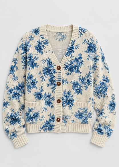 Women's Floral Knit Cardigan | Button Front | Floral | Steven & Levon