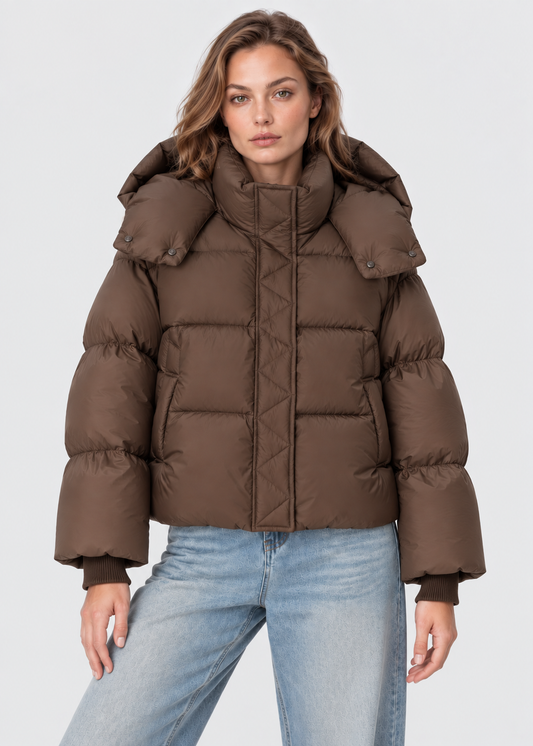 Women's Hooded Puffer Jacket | Quilted Winter Coat | Warm Insulated Outerwear | Steven & Levon