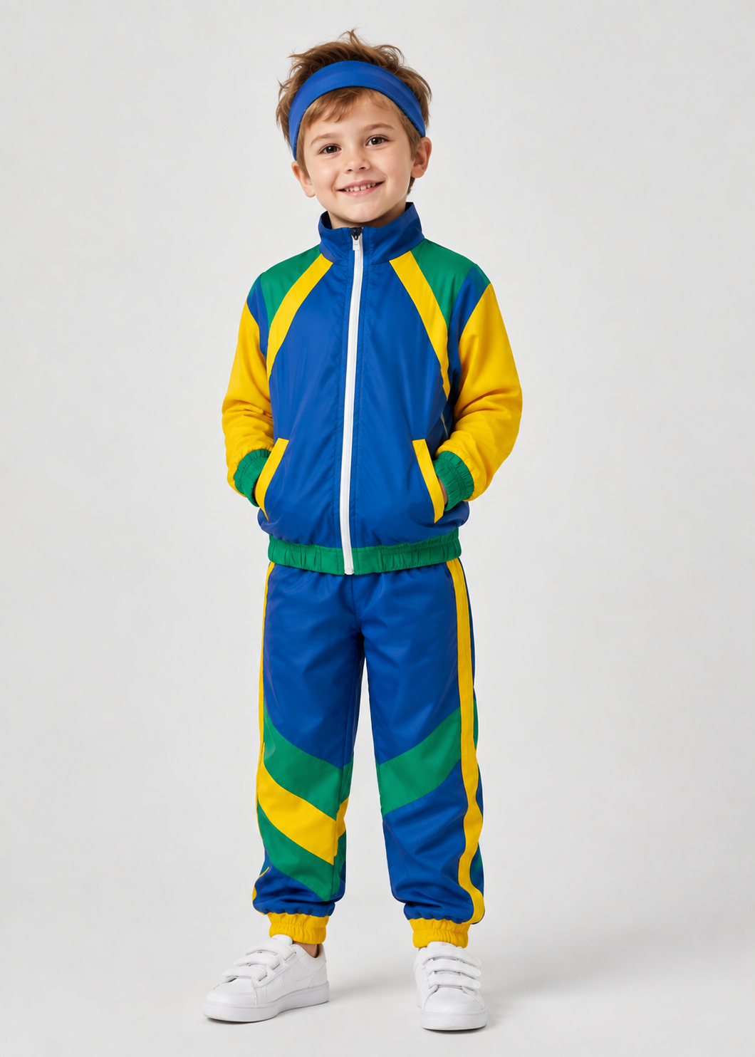 Retro Tracksuit Set | Unisex | Polyester Fiber | 80s Hip Hop Blue & Pink 2-Piece | Steven & Levon
