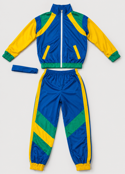 Retro Tracksuit Set | Unisex | Polyester Fiber | 80s Hip Hop Blue & Pink 2-Piece | Steven & Levon