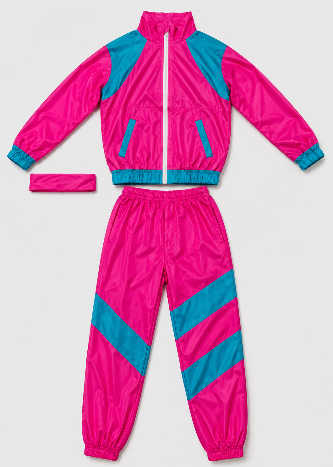 Retro Tracksuit Set | Unisex | Polyester Fiber | 80s Hip Hop Blue & Pink 2-Piece | Steven & Levon