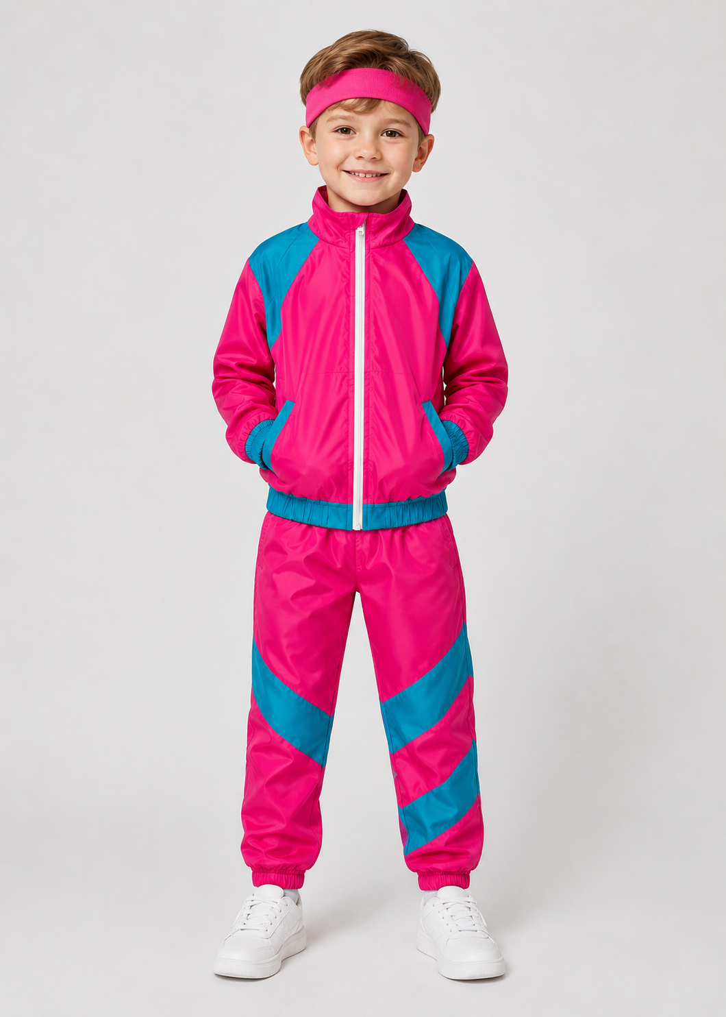 Retro Tracksuit Set | Unisex | Polyester Fiber | 80s Hip Hop Blue & Pink 2-Piece | Steven & Levon