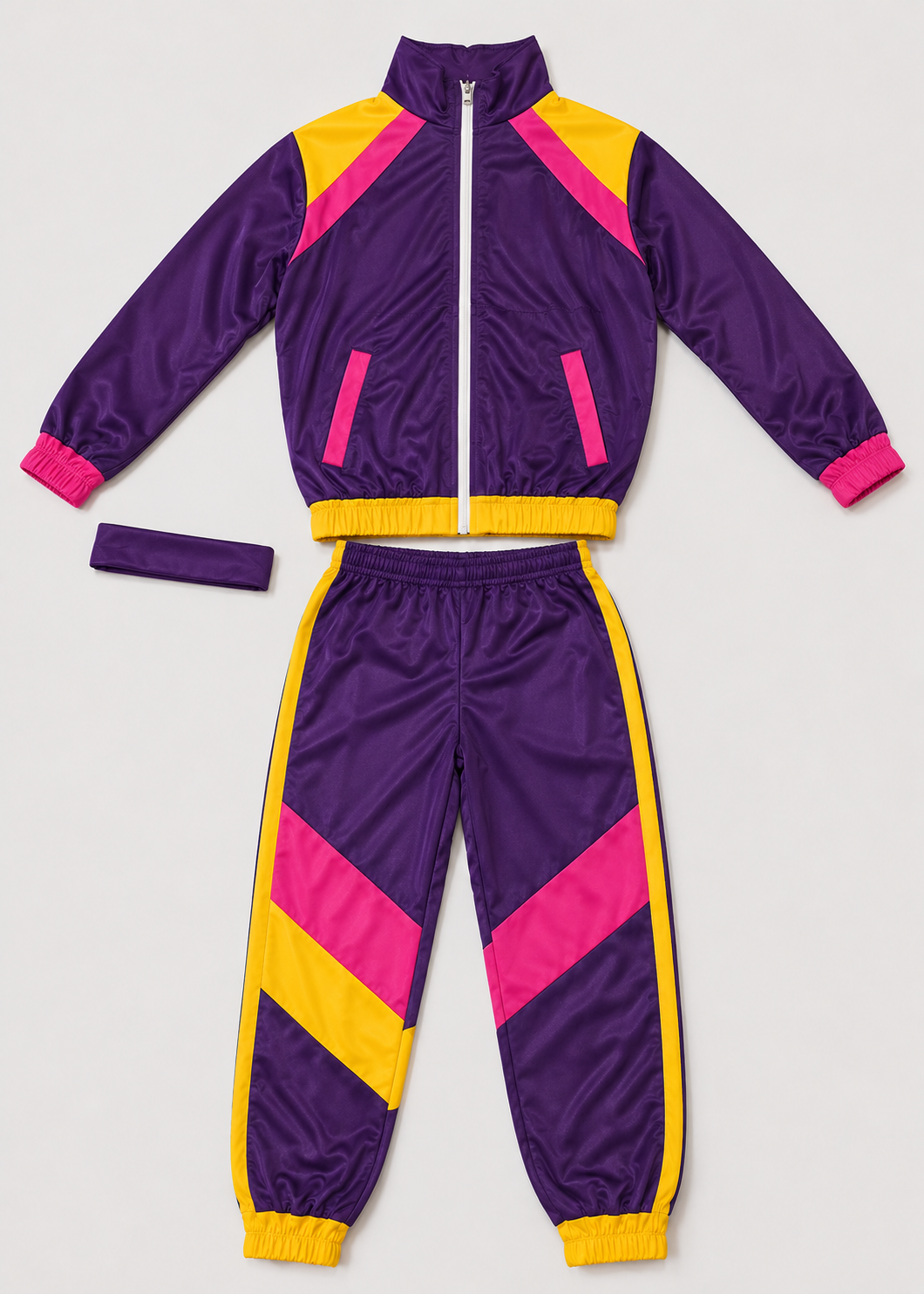 Retro Tracksuit Set | Unisex | Polyester Fiber | 80s Hip Hop Blue & Pink 2-Piece | Steven & Levon