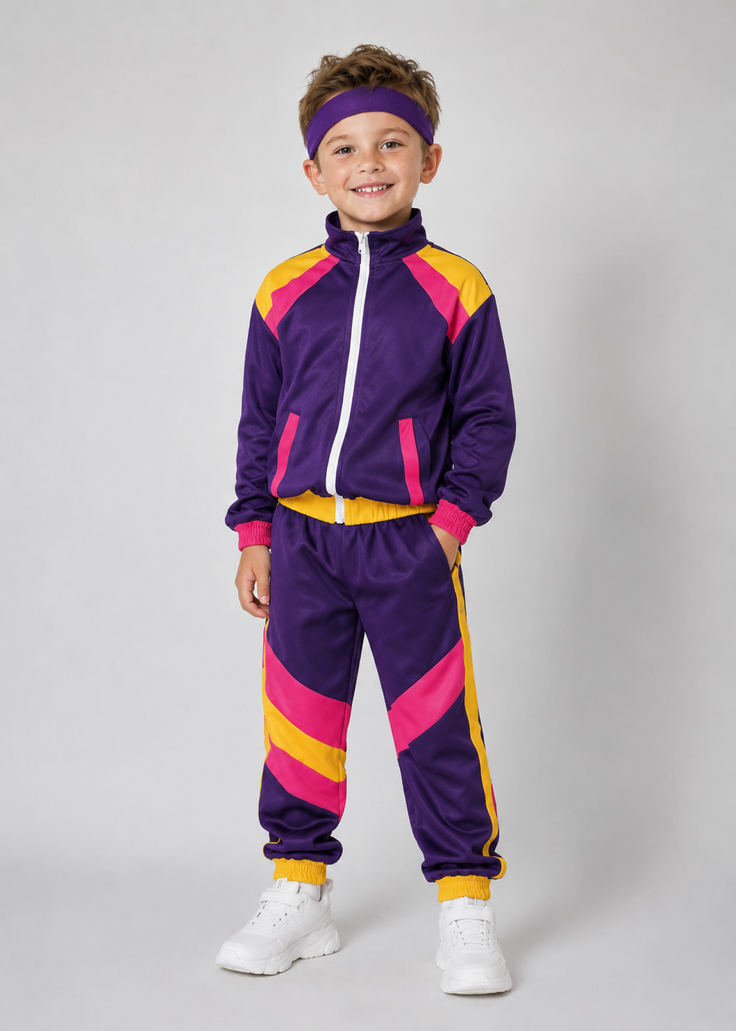 Retro Tracksuit Set | Unisex | Polyester Fiber | 80s Hip Hop Blue & Pink 2-Piece | Steven & Levon