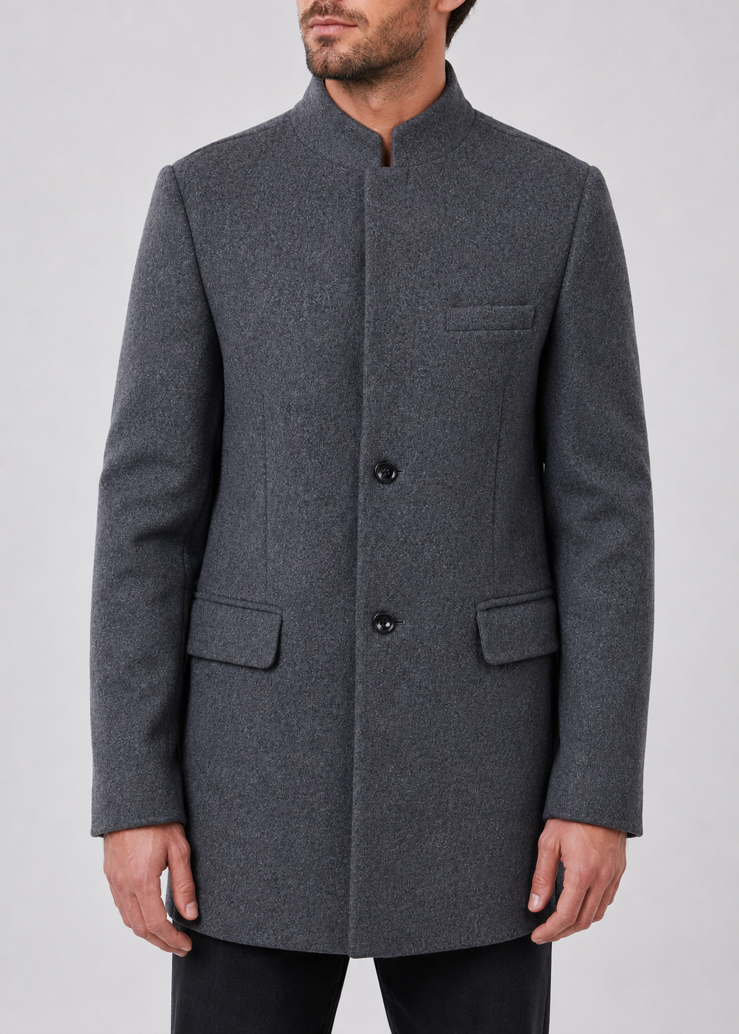 Men's Mandarin Collar Blazer | Tailored Fit | Single Breasted | Smart Casual Jacket | Steven & Levon