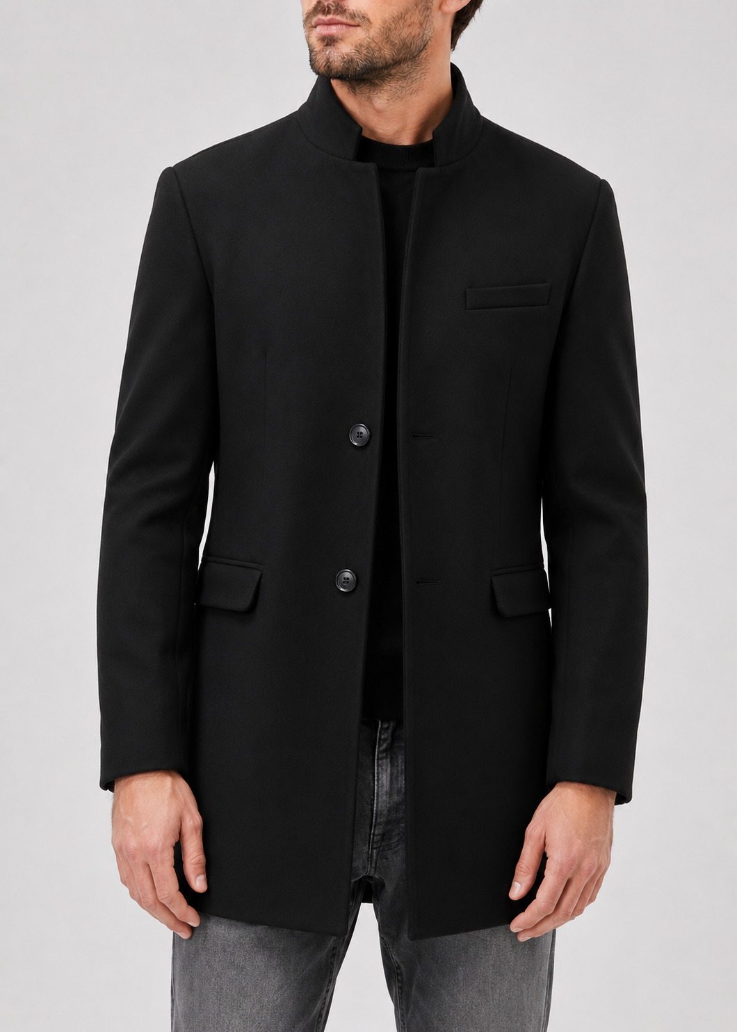 Men's Mandarin Collar Blazer | Tailored Fit | Single Breasted | Smart Casual Jacket | Steven & Levon