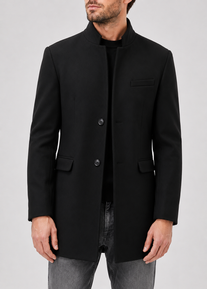 Men's Mandarin Collar Blazer | Tailored Fit | Single Breasted | Smart Casual Jacket | Steven & Levon