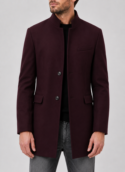 Men's Mandarin Collar Blazer | Tailored Fit | Single Breasted | Smart Casual Jacket | Steven & Levon