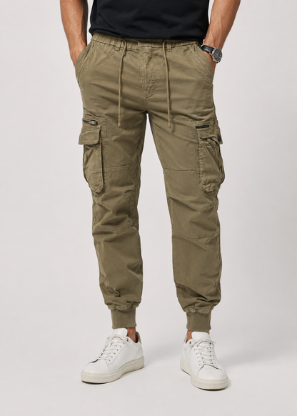 Men’s Drawstring Cargo Joggers | Cuffed Utility Trousers | Relaxed Fit | Casual Streetwear | Steven & Levon