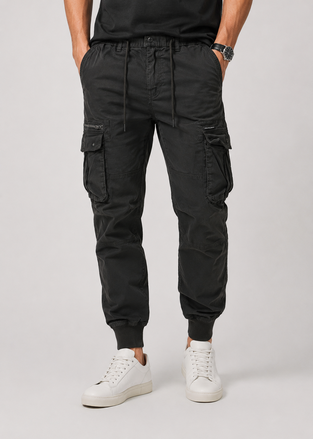 Men’s Drawstring Cargo Joggers | Cuffed Utility Trousers | Relaxed Fit | Casual Streetwear | Steven & Levon