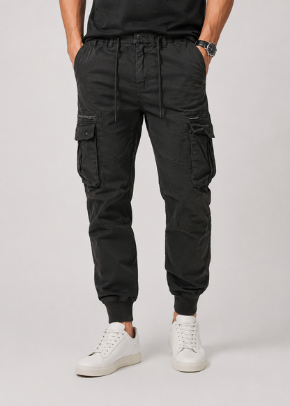 Men’s Drawstring Cargo Joggers | Cuffed Utility Trousers | Relaxed Fit | Casual Streetwear | Steven & Levon