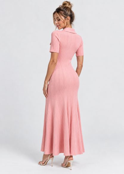 Women's Knit Maxi Dress | Button Front | Short Sleeve | Steven & Levon