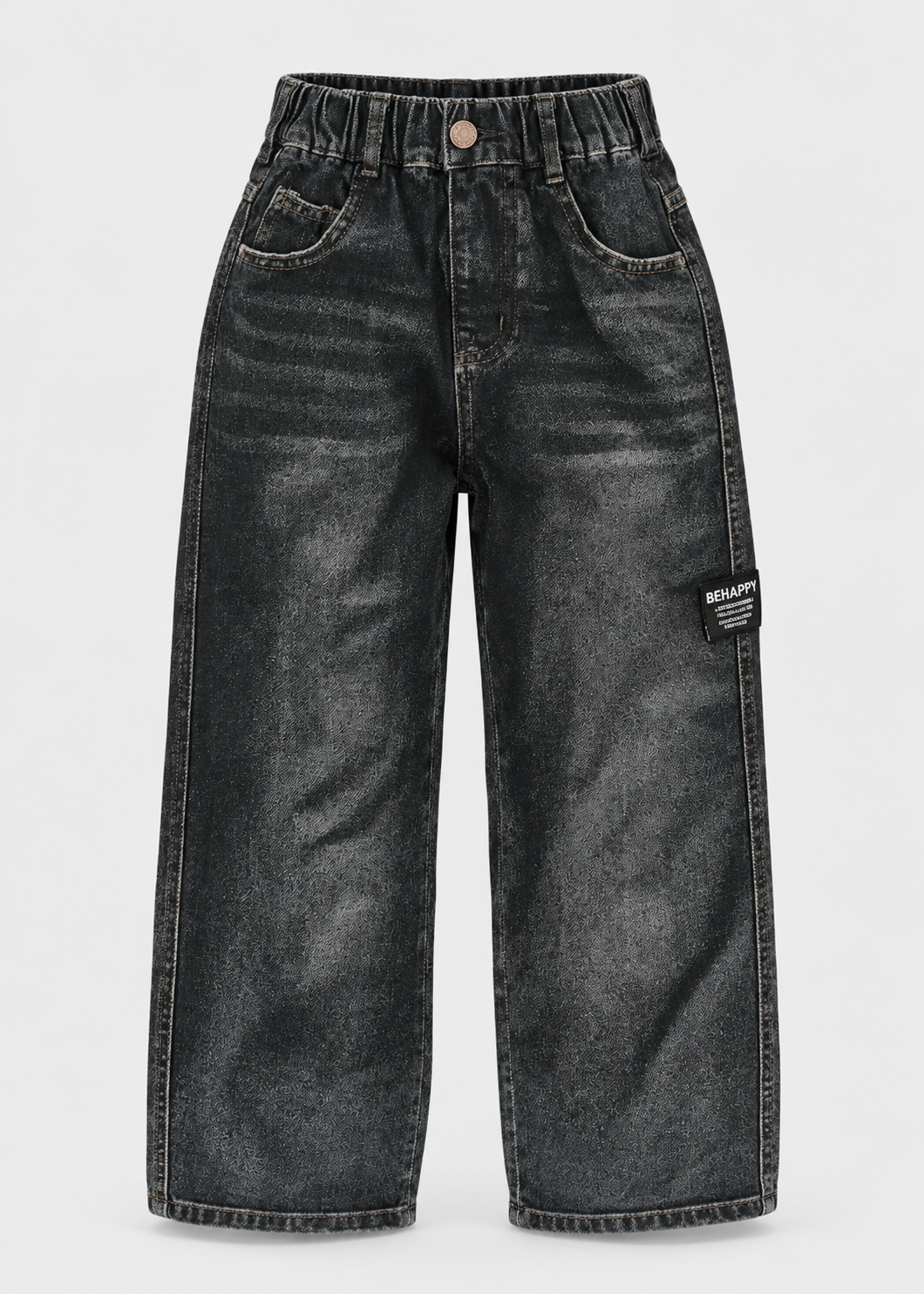 Boys Loose Fit Jeans | Kids | Straight Leg | Letter Patch | Casual Everyday Pants | Steven & Levon