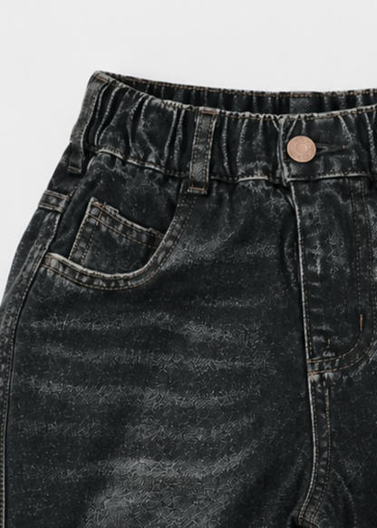 Boys Loose Fit Jeans | Kids | Straight Leg | Letter Patch | Casual Everyday Pants | Steven & Levon