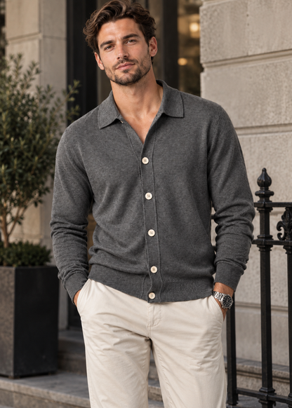 Men's Button Front Cardigan | Classic Fit | Cotton | Smart Casual Layer | Steven & Levon