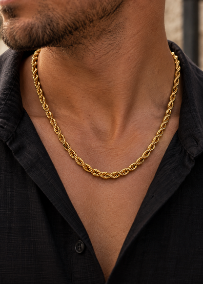 Men Wheat Chain | Stainless Steel | Braided Link Design | Statement Necklace | Steven & Levon