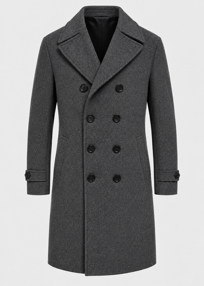 Men's Double-Breasted Overcoat | Notched Collar | Tailored Long Coat | Steven & Levon