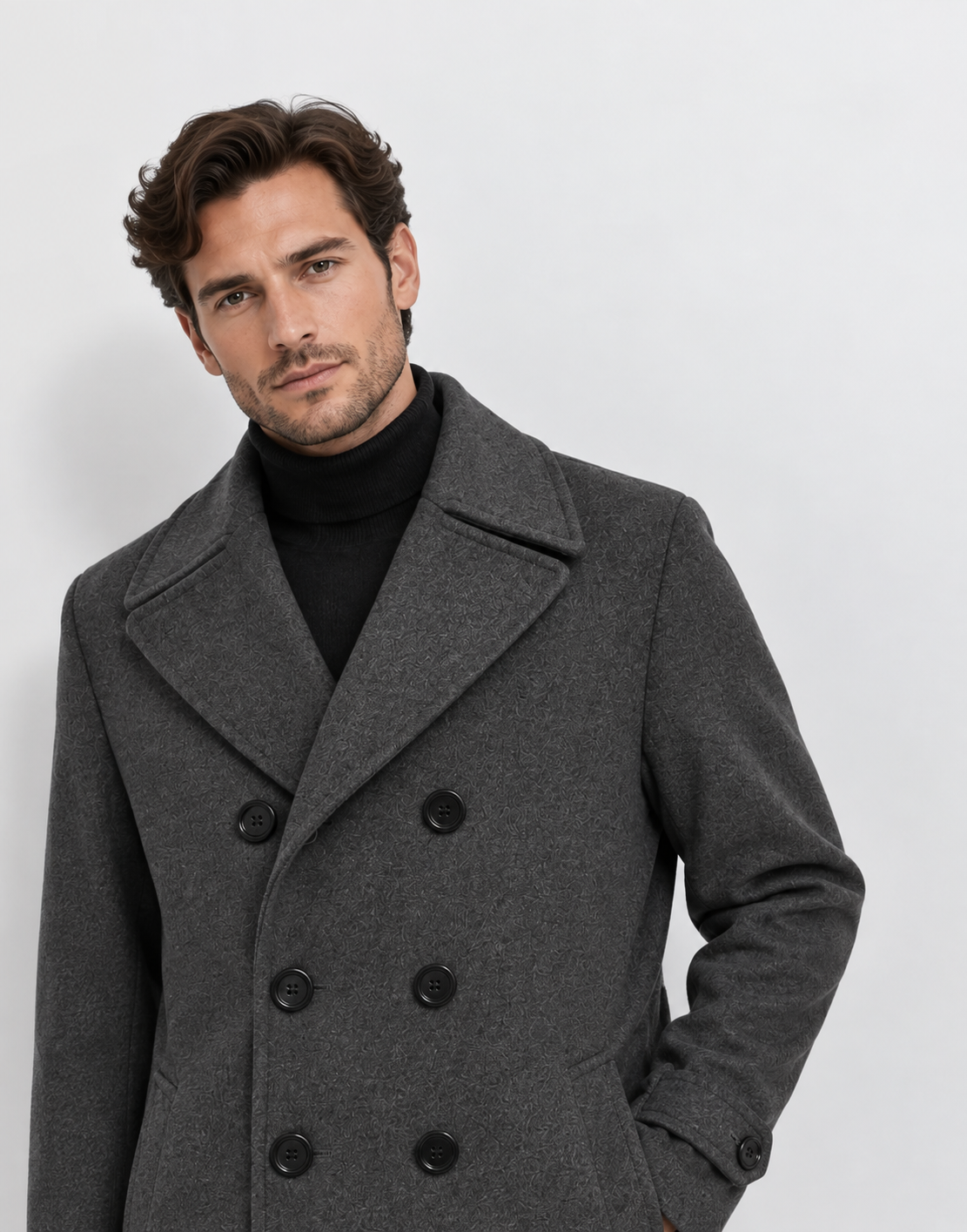 Men's Double-Breasted Overcoat | Notched Collar | Tailored Long Coat | Steven & Levon