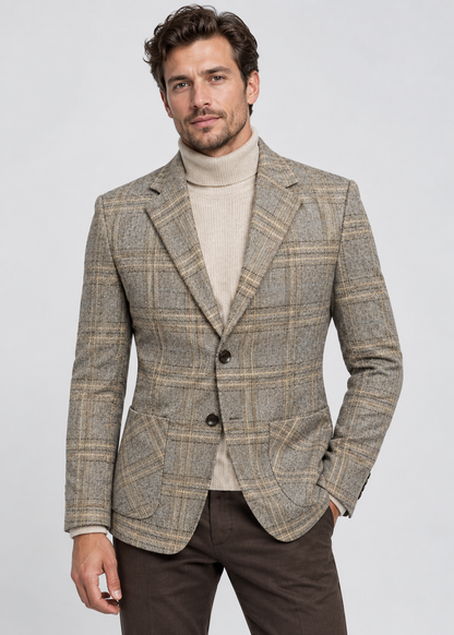 Men's Checked Blazer Jacket | Slim Fit | Single Breasted | Smart Casual | Steven & Levon