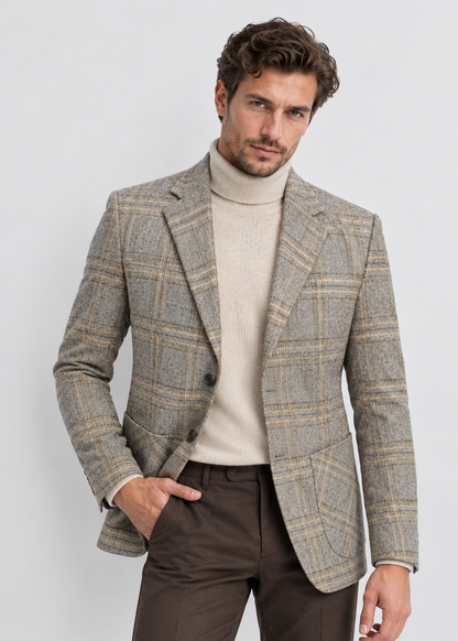 Men's Checked Blazer Jacket | Slim Fit | Single Breasted | Smart Casual | Steven & Levon