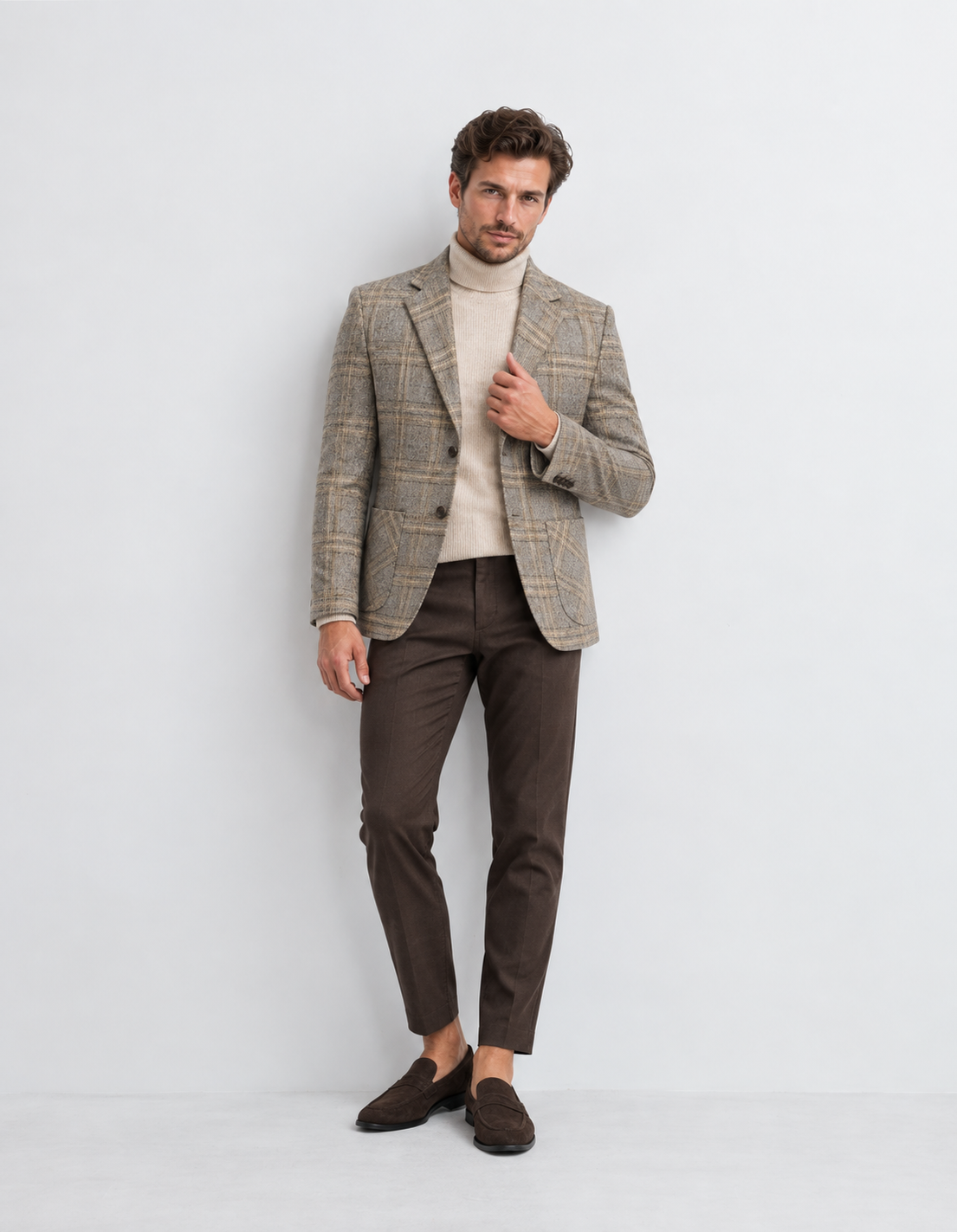 Men's Checked Blazer Jacket | Slim Fit | Single Breasted | Smart Casual | Steven & Levon