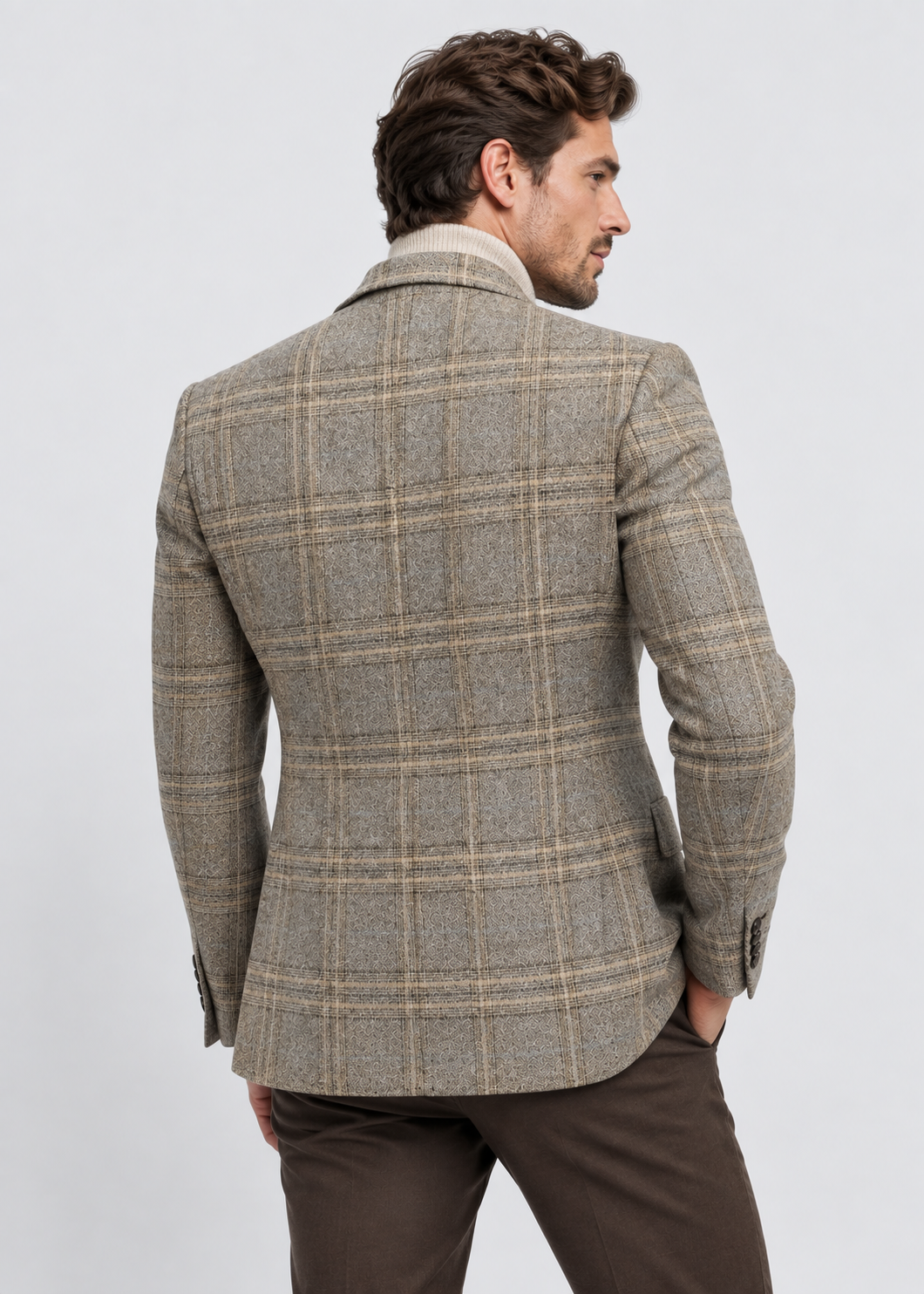 Men's Checked Blazer Jacket | Slim Fit | Single Breasted | Smart Casual | Steven & Levon