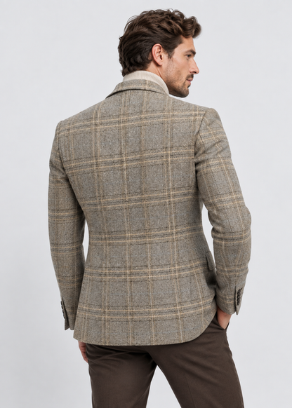 Men's Checked Blazer Jacket | Slim Fit | Single Breasted | Smart Casual | Steven & Levon