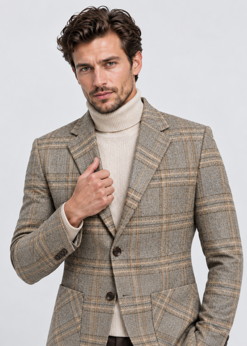 Men's Checked Blazer Jacket | Slim Fit | Single Breasted | Smart Casual | Steven & Levon