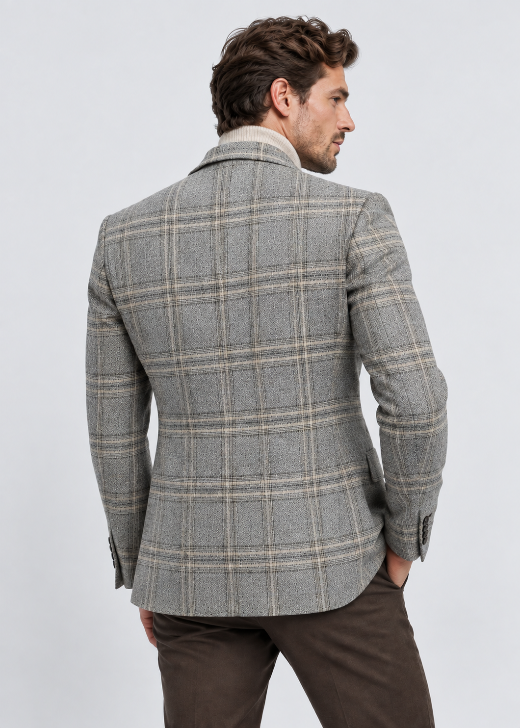 Men's Checked Blazer Jacket | Slim Fit | Single Breasted | Smart Casual | Steven & Levon