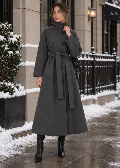 Women's Wool Coat | Mid-Length Loose Fit | Winter Outerwear | Steven & Levon
