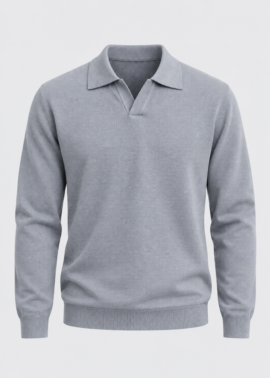 Men's Open Collar Wool Polo | Long Sleeve | Wool Blend | Smart Casual Sweater | Steven & Levon