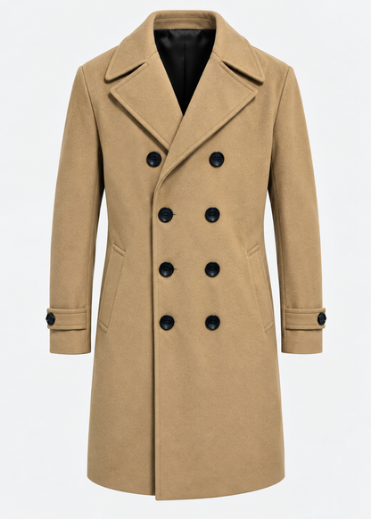 Men's Double-Breasted Overcoat | Notched Collar | Tailored Long Coat | Steven & Levon