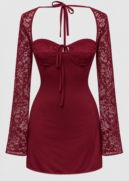 Women's Lace Sleeve Bodycon Mini Dress | Lace Detail | Long Sleeve Mini Dress | Steven & Levon