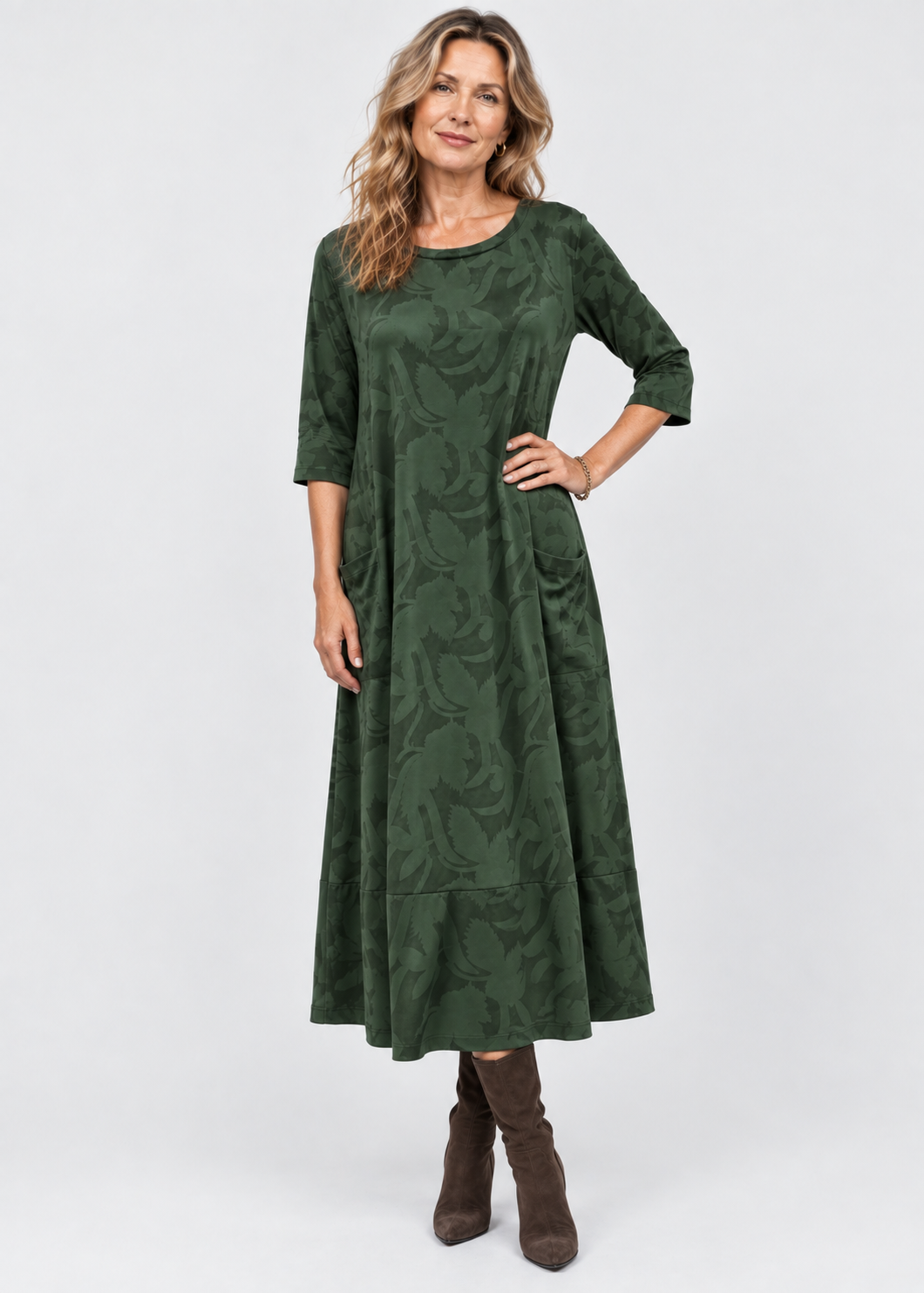 Women’s Midi Dress | Long Sleeve Dress | Pockets & Relaxed Fit | Steven & Levon