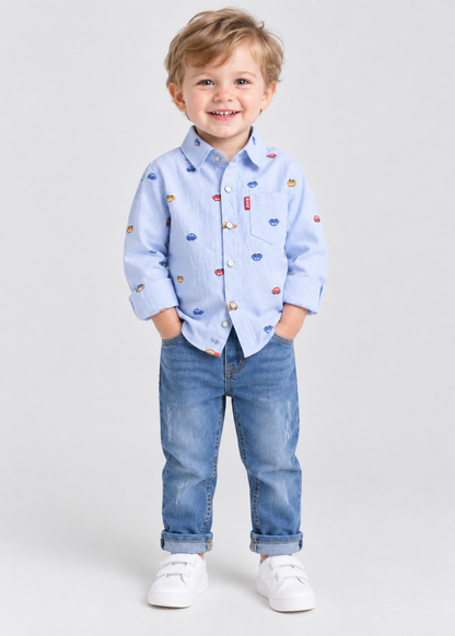 Bento | Toddler Boys Outfit Set | Cotton Shirt & Pants | 12 months-6 years | Spring & Autumn | Steven & Levon
