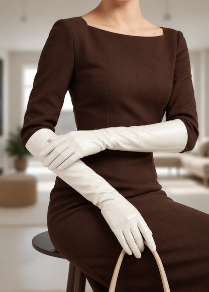 Long Leather Gloves | Women | PU Leather | Elegant Long Cuff | Winter Style | Steven & Levon