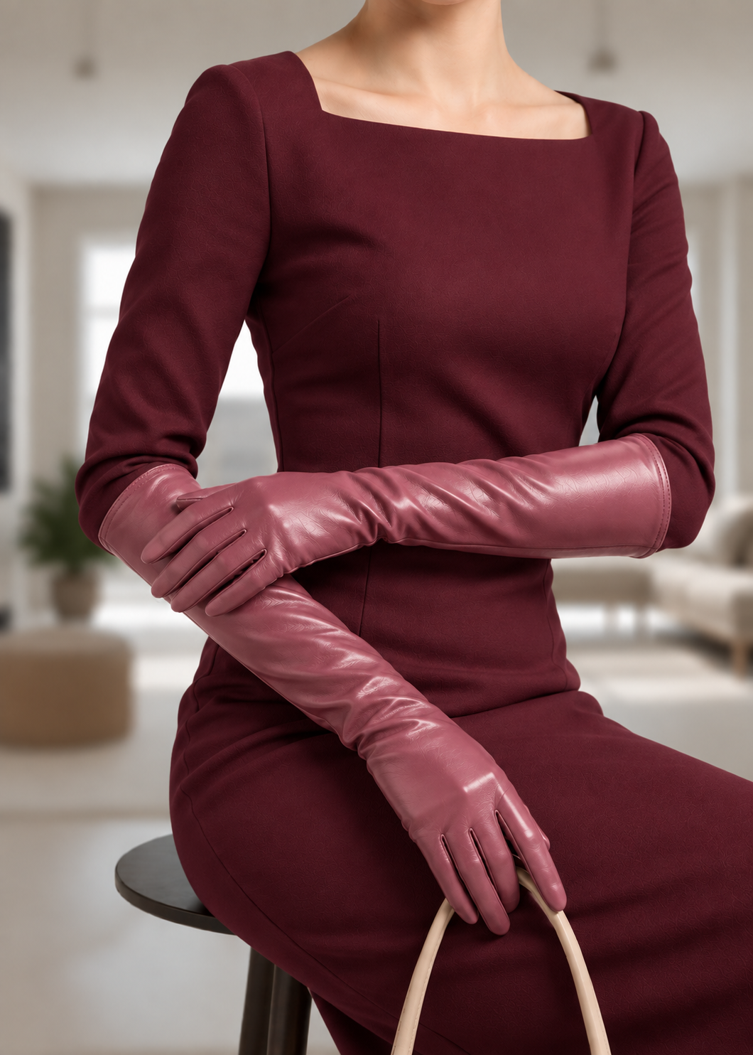 Long Leather Gloves | Women | PU Leather | Elegant Long Cuff | Winter Style | Steven & Levon