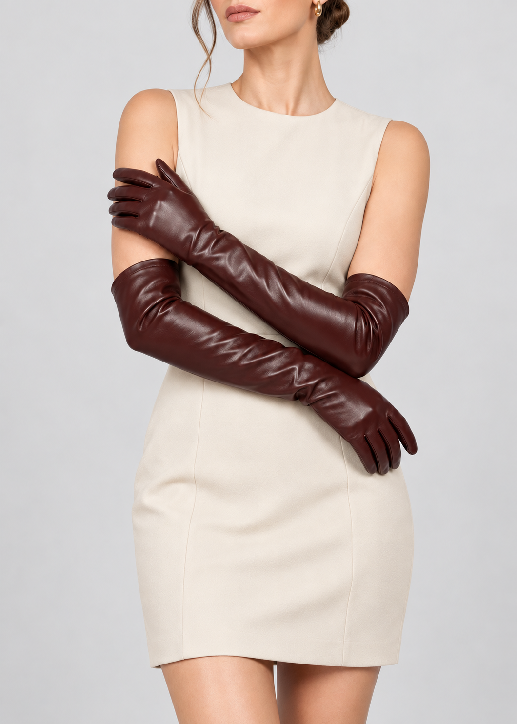 Long Leather Gloves | Women | PU Leather | Elegant Long Cuff | Winter Style | Steven & Levon