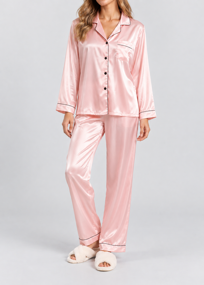 Satin Pajama Set | Women's Long Sleeve & Pants | Elegant Sleepwear | Steven & Levon