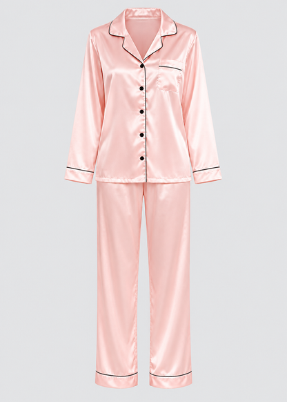 Satin Pajama Set | Women's Long Sleeve & Pants | Elegant Sleepwear | Steven & Levon